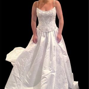 Maggie Sottero Couture White Spaghetti Strap Sweetheart Wedding Gown- Two piece